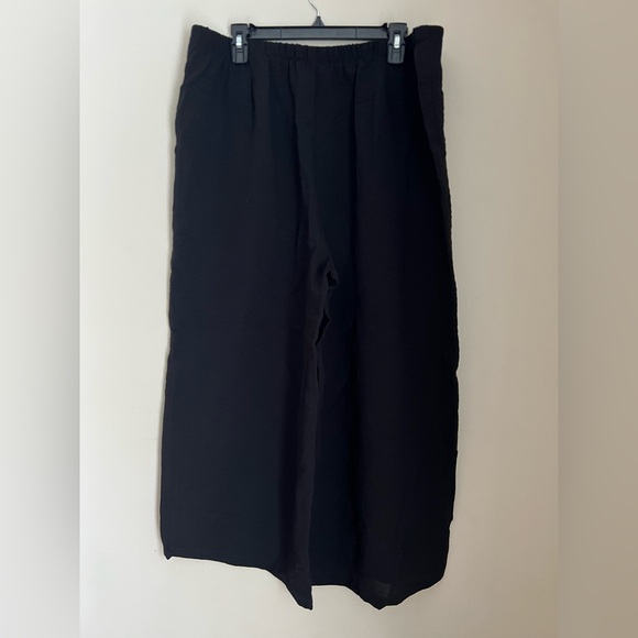 Habitat Wide Leg Crop Pants Women’s XL Black Pull On Pockets Textured Relaxed - Picture 4 of 15